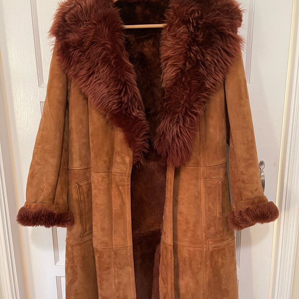 Penny lane vintage fur lined leather coat